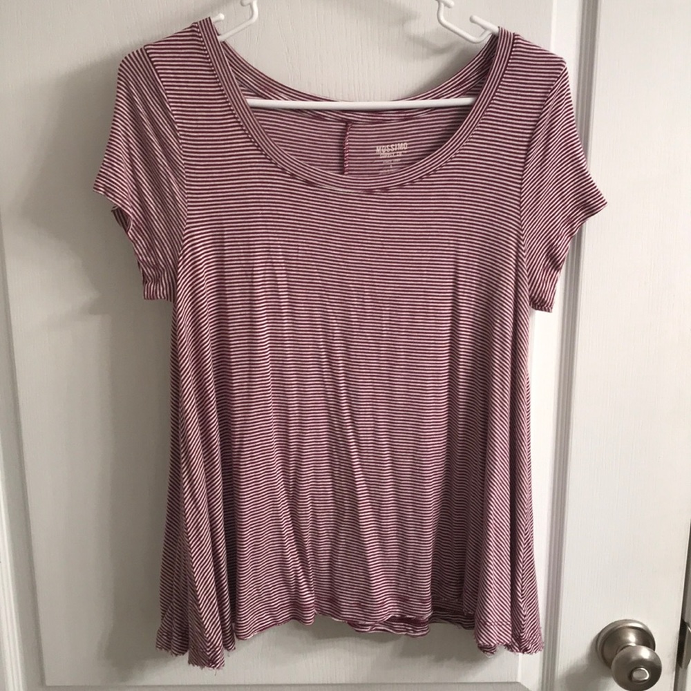stripped maroon tee